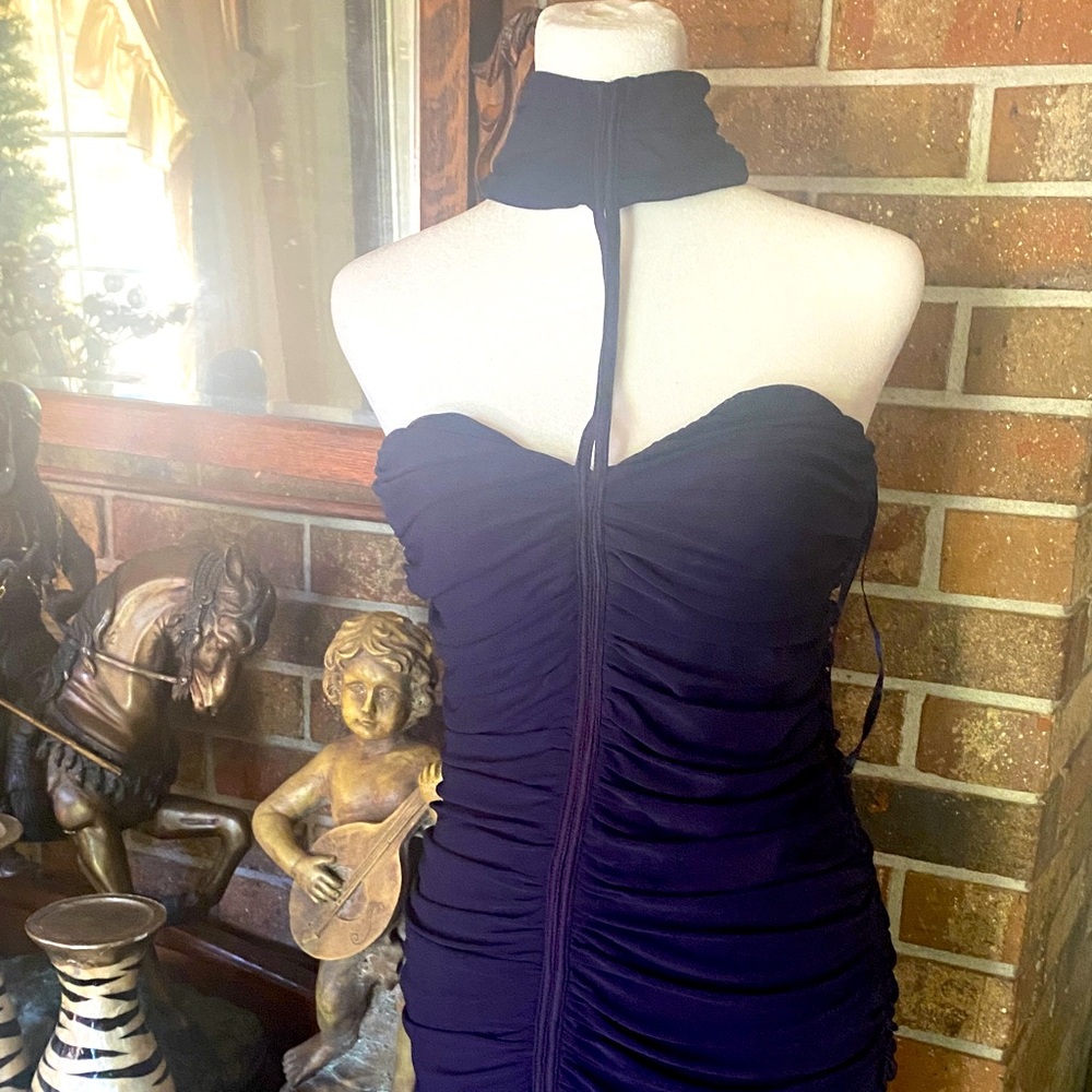 Strapless Ruched Navy Blue Evening Dress by Venus 🌶️🍒